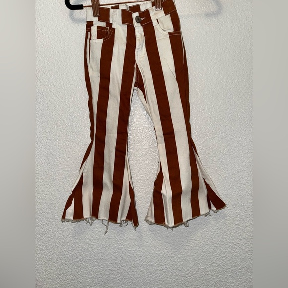 Striped Kids Flared Bottoms - Brown and White - Picture 1 of 1